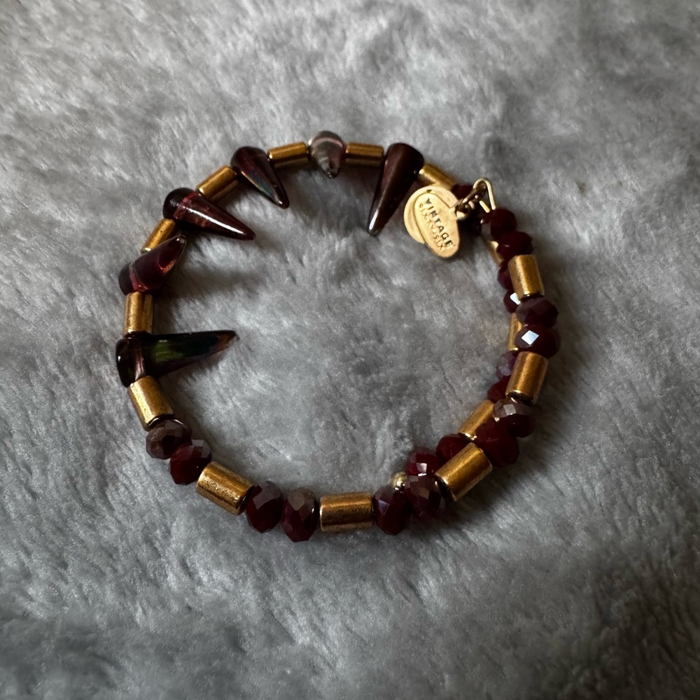 Elegant Gold and Red Beaded Alex and Ano Bracelet